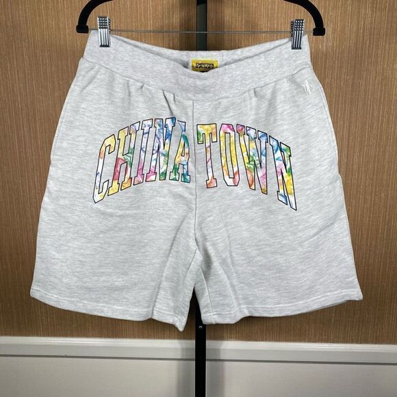 NWT Chinatown Market Womens Watercolor Arc Heather Shorts Ash Gray XL - Picture 1 of 8